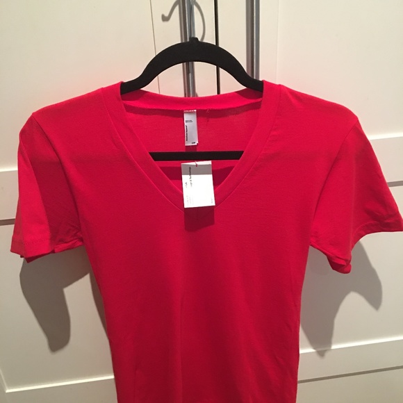 American Apparel Red V Neck T-shirt XXS - Picture 1 of 5